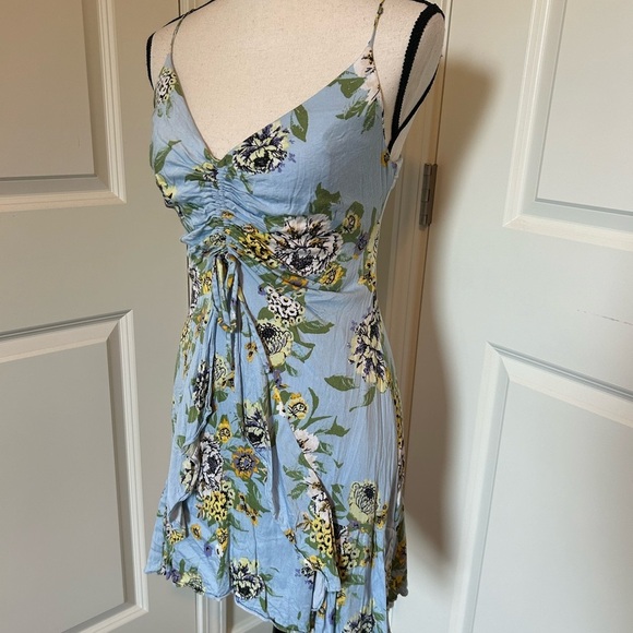 Free people blue floral tropical summer skinny strap dress - Picture 6 of 11